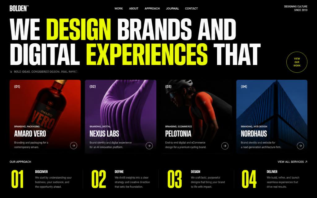 Studio portfolio template — Bold agency-style portfolio with case studies.