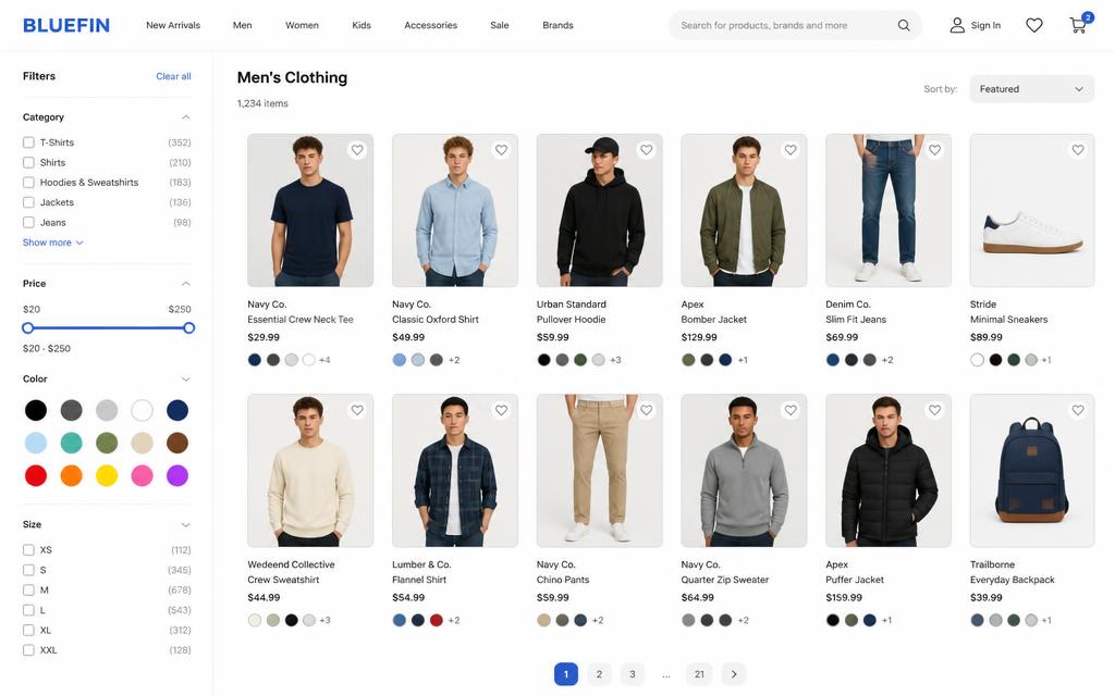 Product catalog template — Filterable, searchable product catalog with categories.