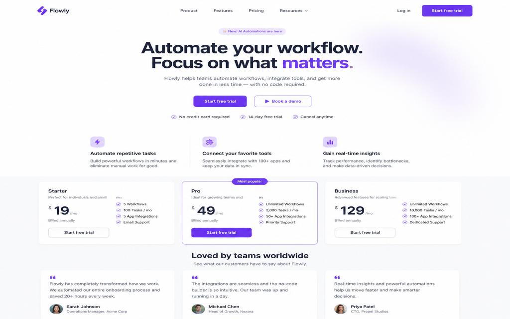 SaaS landing page template — Hero, features, pricing, testimonials and CTA — production-ready.